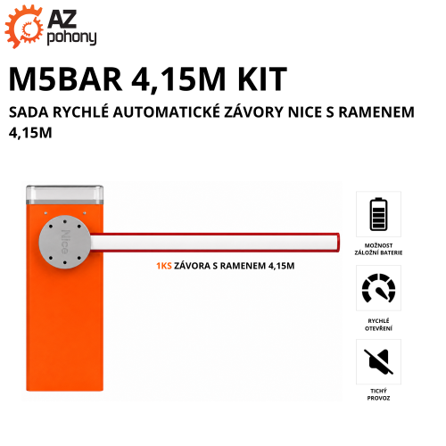 M5BAR 4,15M KIT - sada rychlé automatické závory Nice s ramenem 4,15m